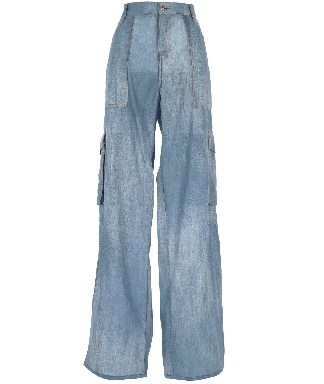 ERMANNO SCERVINO Голубые хлопковые прямые джинсы, фото 1