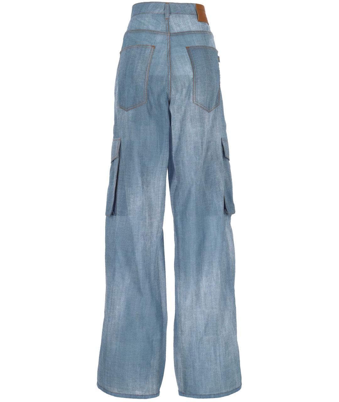 ERMANNO SCERVINO Голубые хлопковые прямые джинсы, фото 3