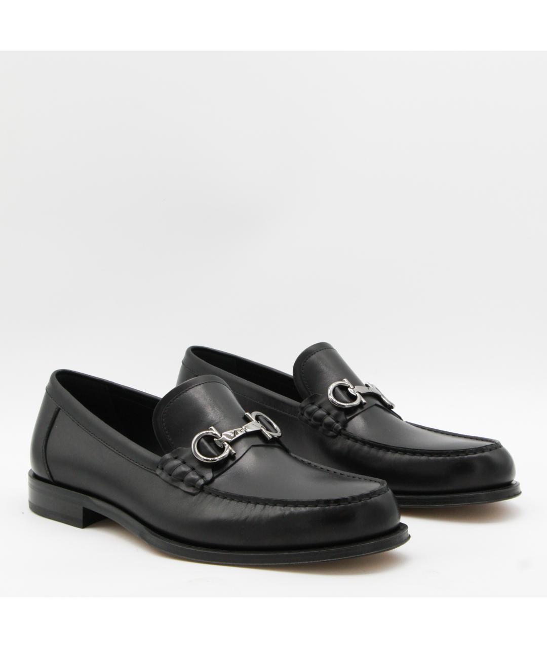 FERRAGAMO Черные кожаные лоферы, фото 2