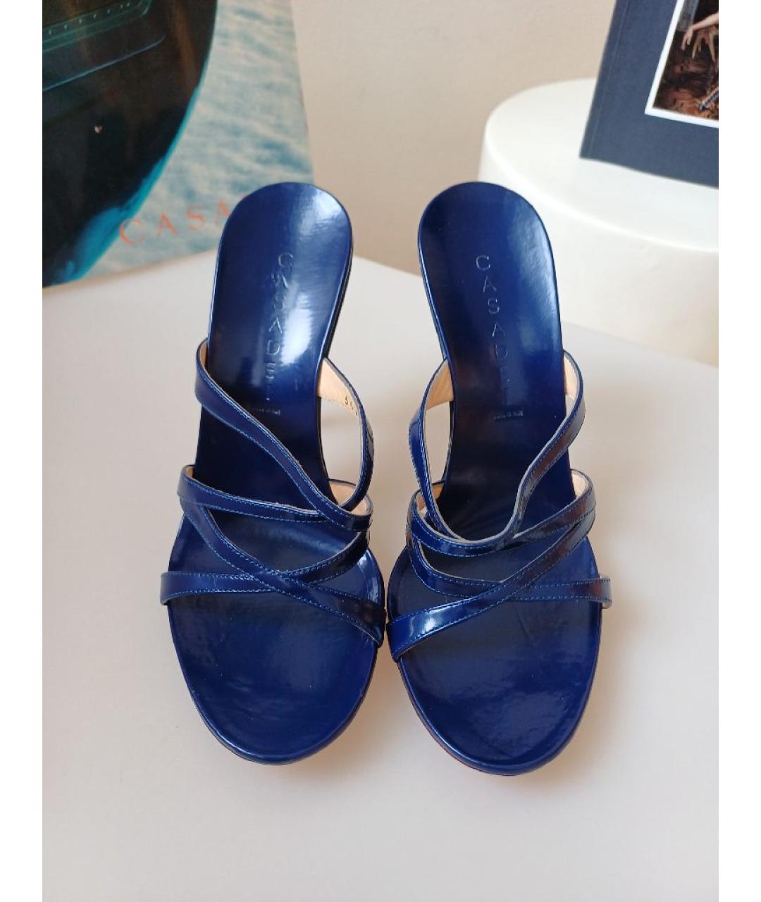 CASADEI Темно-синие кожаные босоножки, фото 7