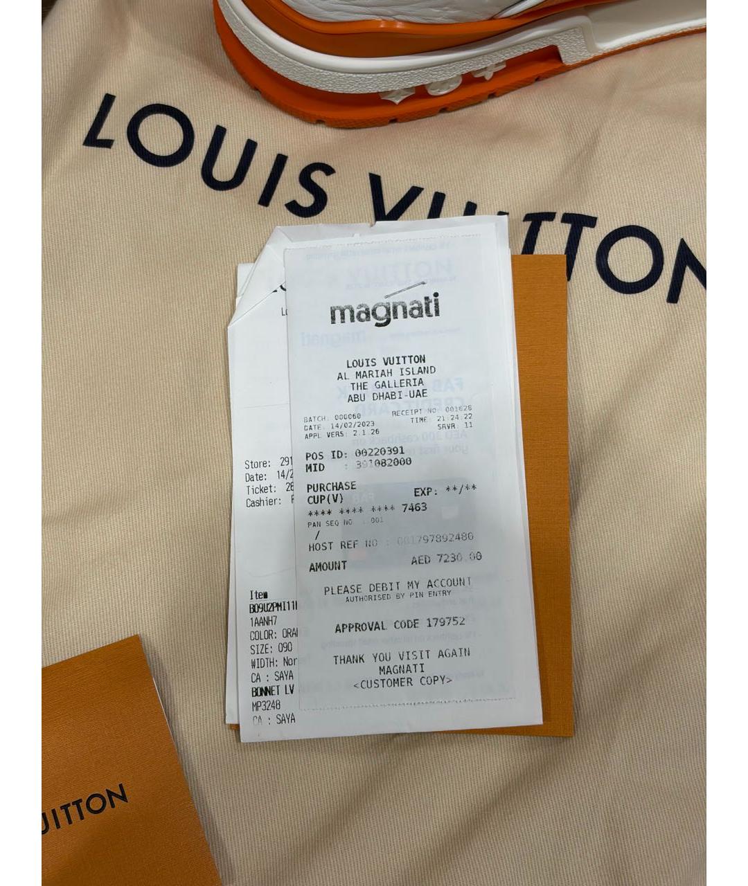 LOUIS VUITTON Оранжевое кожаные низкие кроссовки / кеды, фото 8