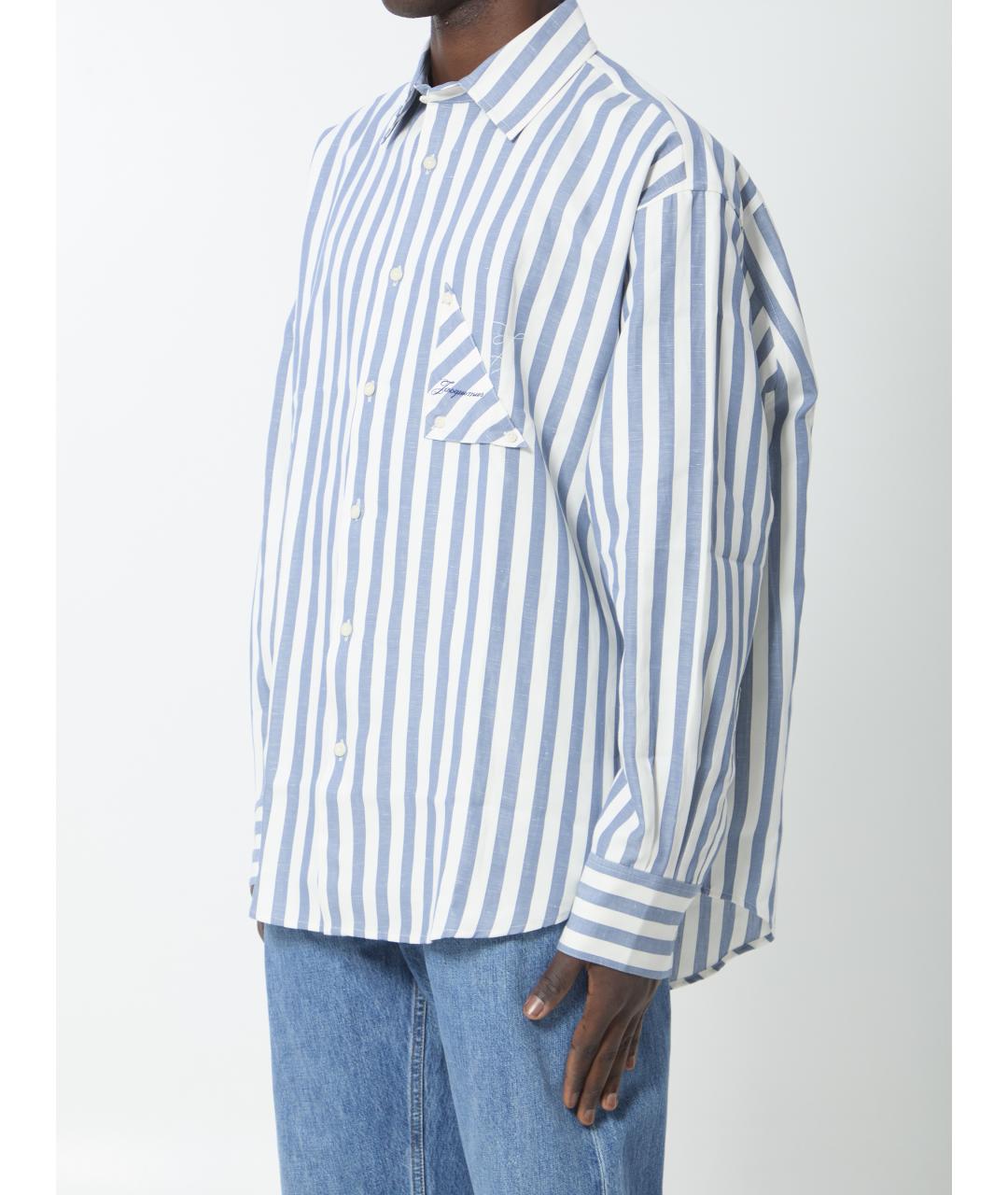 JACQUEMUS Голубая хлопковая кэжуал рубашка, фото 3
