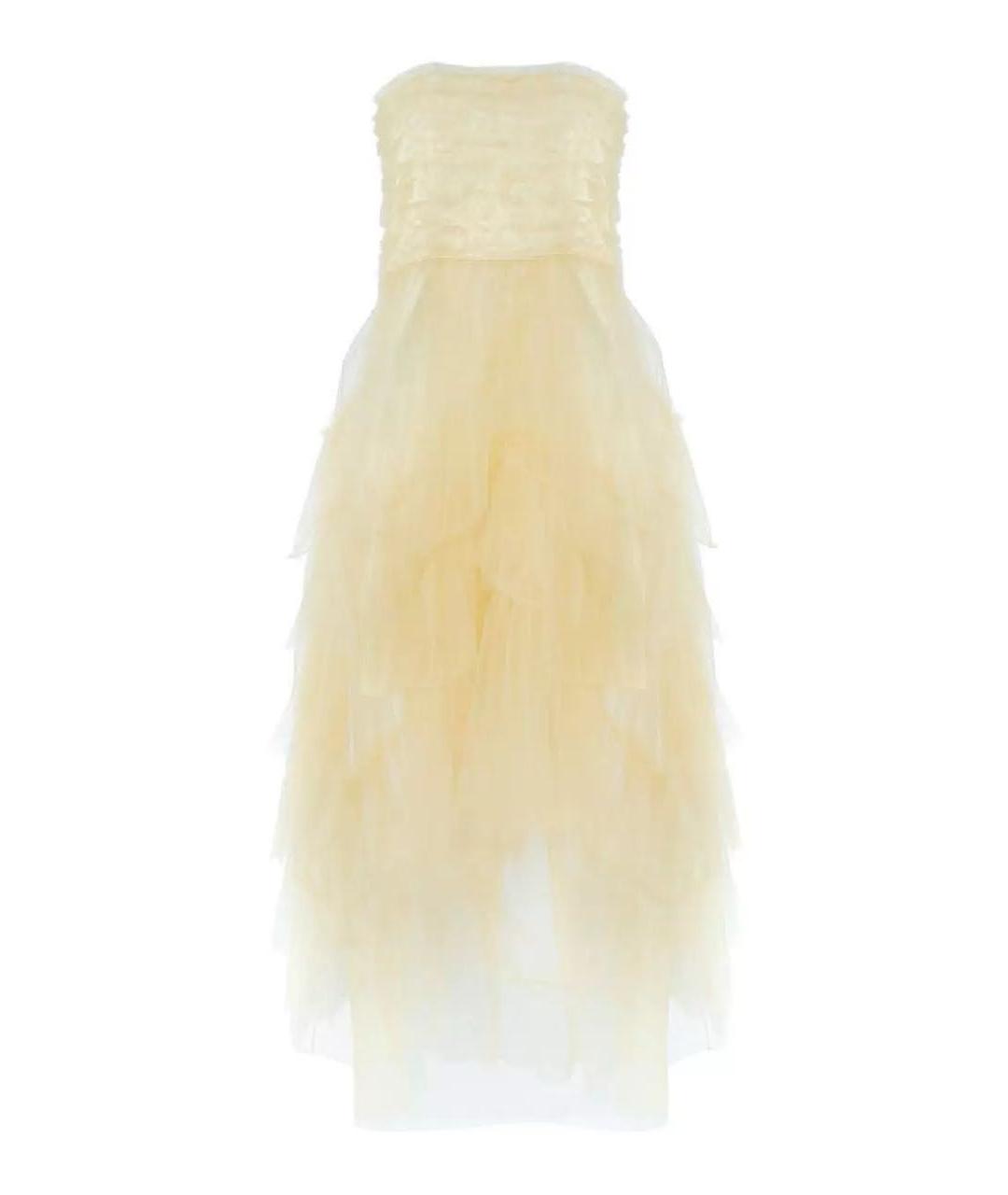 PHILOSOPHY DI LORENZO SERAFINI Желтое полиэстеровое вечернее платье, фото 1