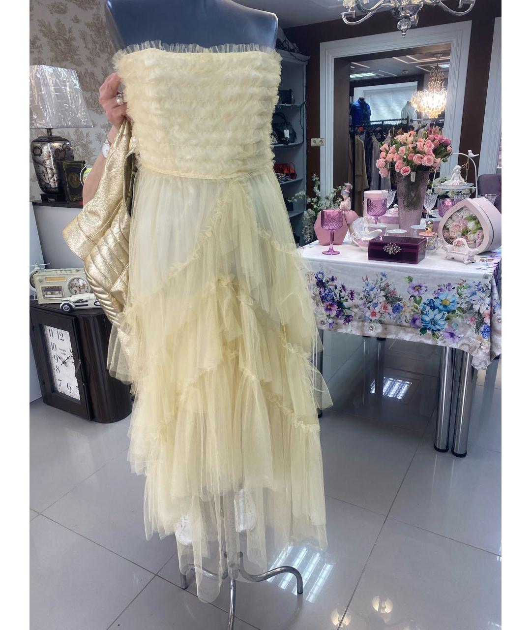 PHILOSOPHY DI LORENZO SERAFINI Желтое полиэстеровое вечернее платье, фото 2