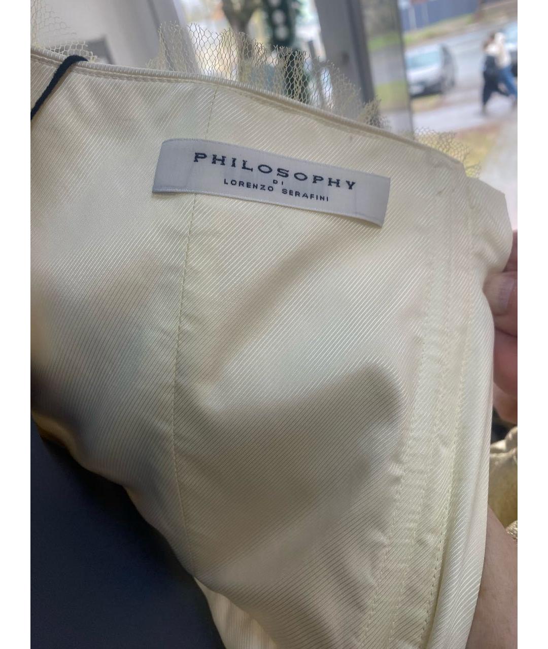 PHILOSOPHY DI LORENZO SERAFINI Желтое полиэстеровое вечернее платье, фото 4