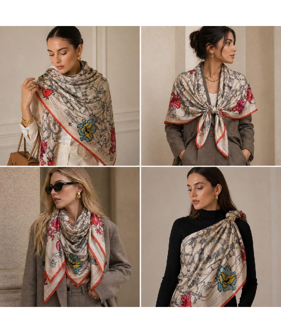 HERMES Мульти кашемировый платок, фото 5