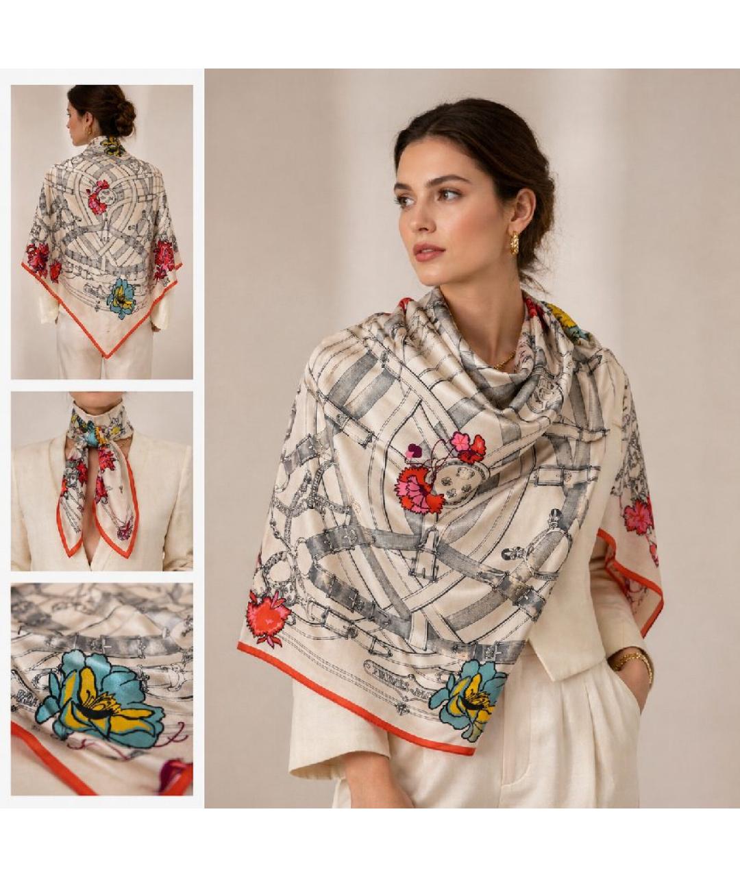 HERMES Мульти кашемировый платок, фото 6