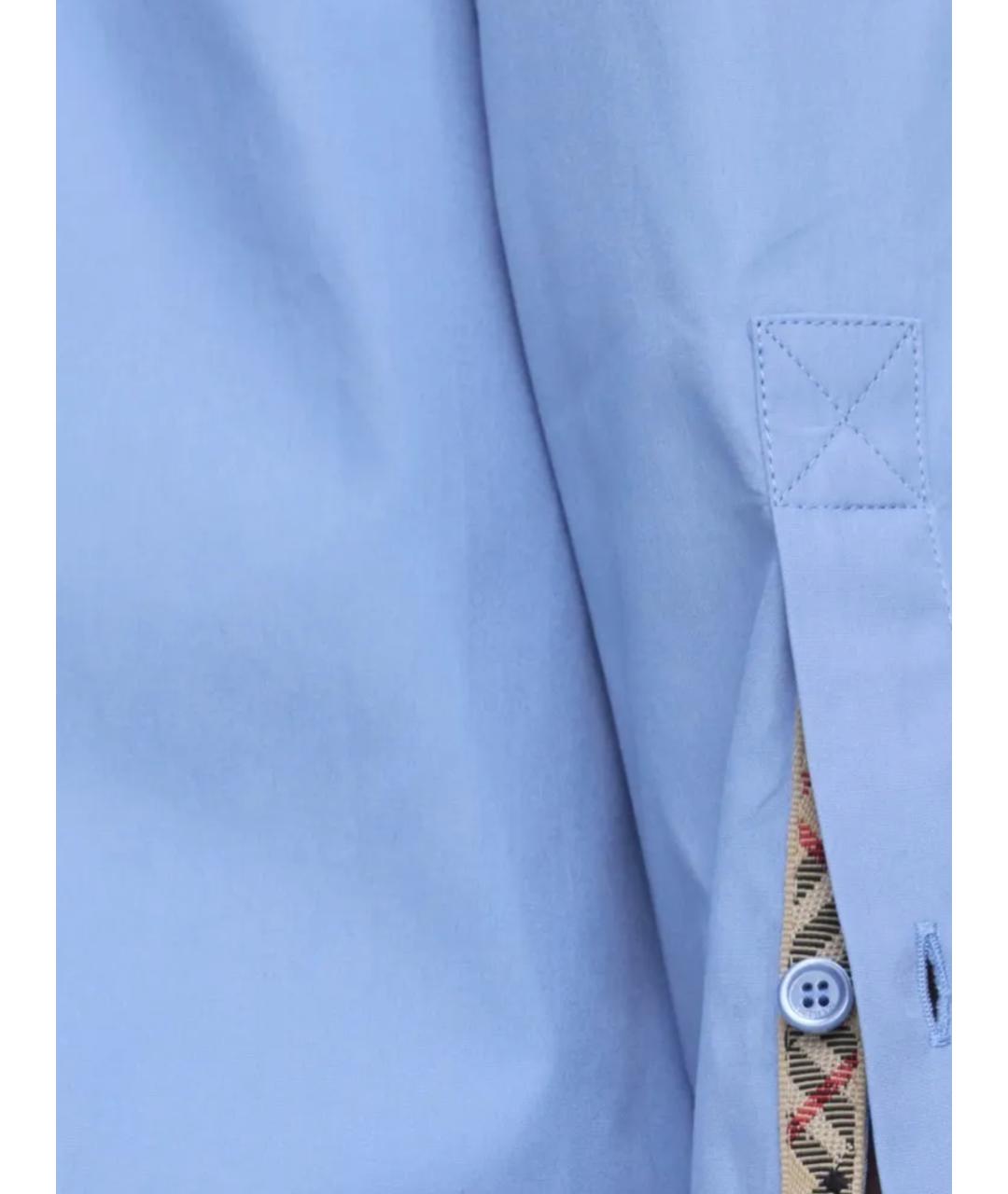 BURBERRY Голубая хлопковая кэжуал рубашка, фото 3