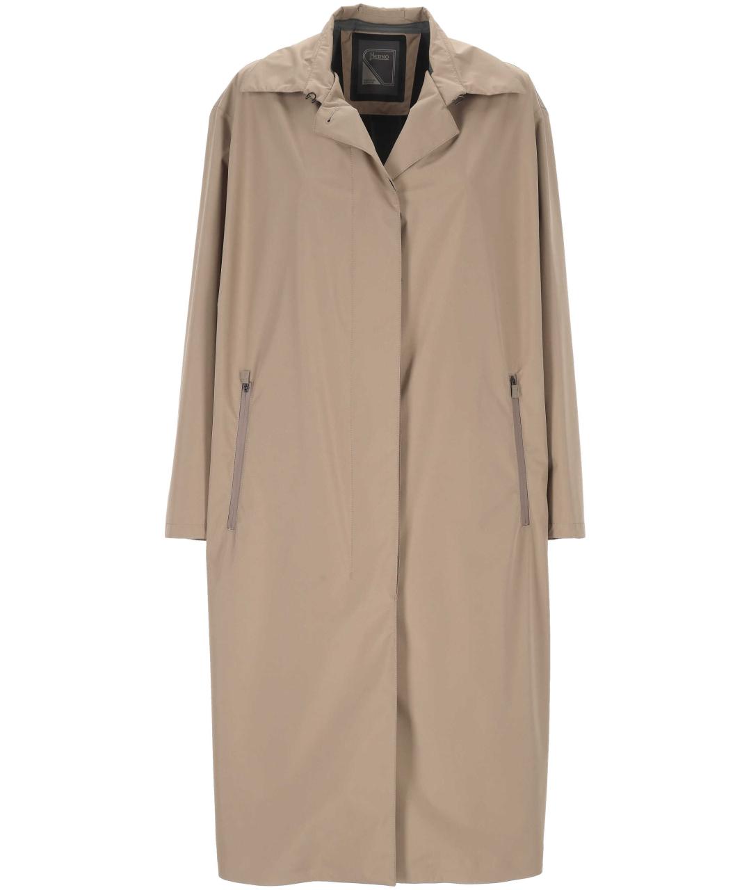 HERNO Бежевый полиэстеровый тренч/плащ, фото 1