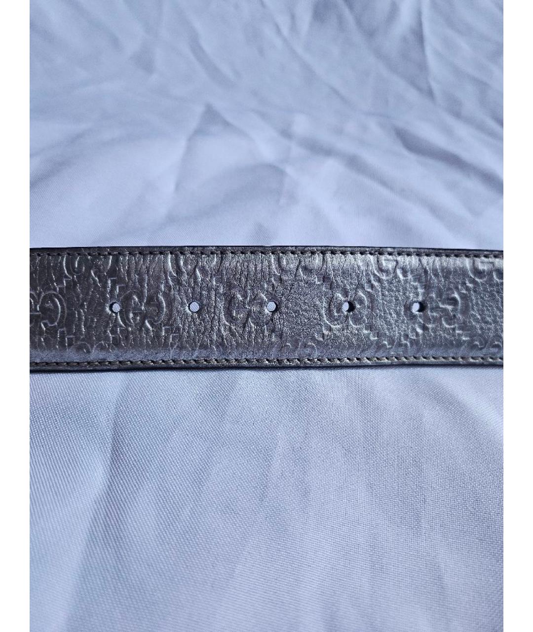 GUCCI Серебрянный кожаный ремень, фото 4