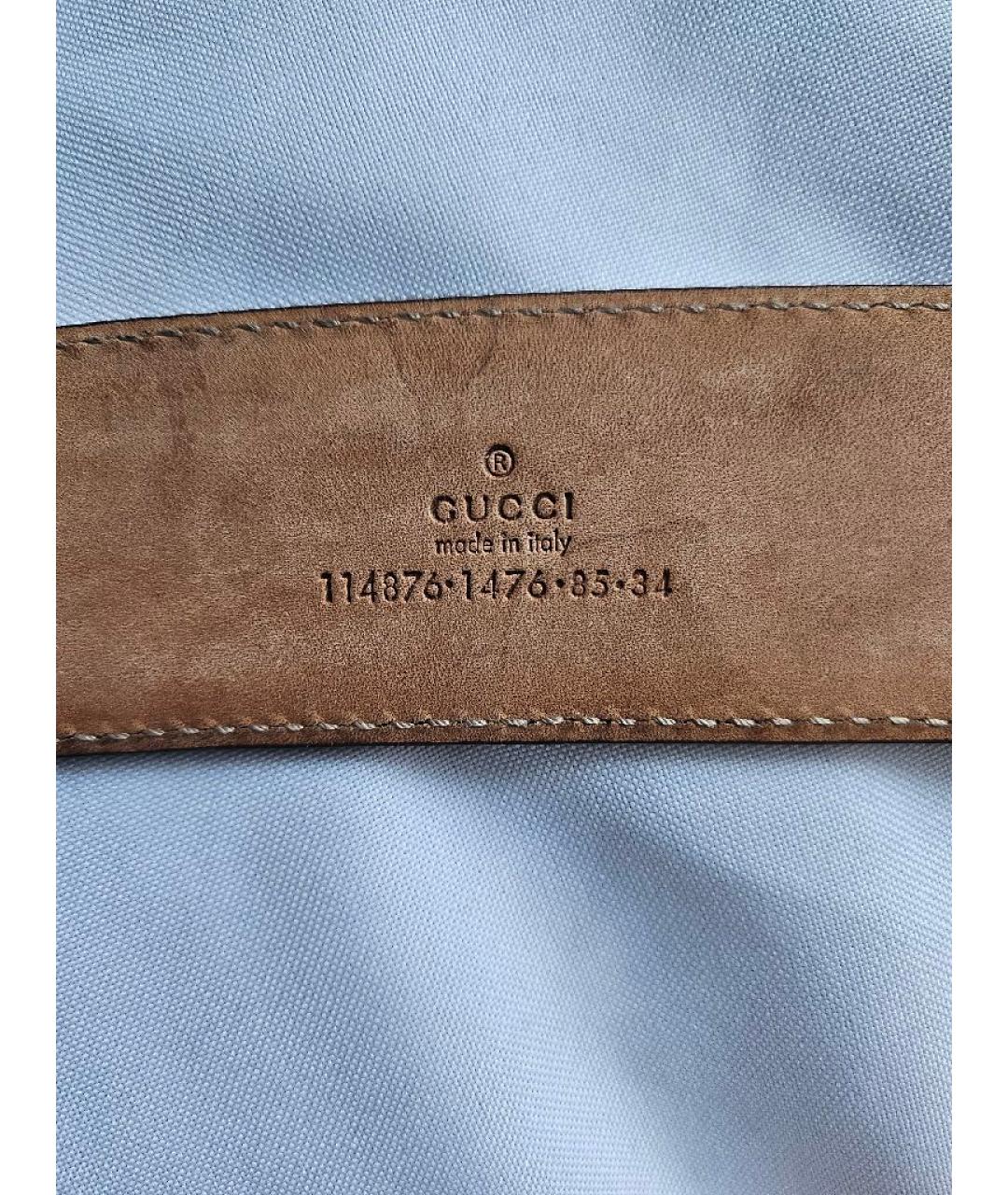 GUCCI Серебрянный кожаный ремень, фото 3