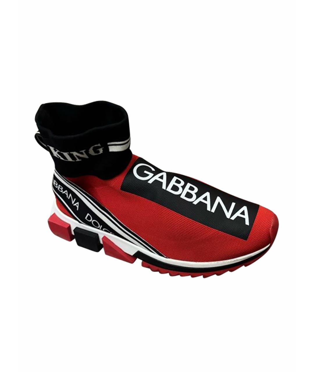 DOLCE&GABBANA Красные текстильные высокие кроссовки / кеды, фото 1