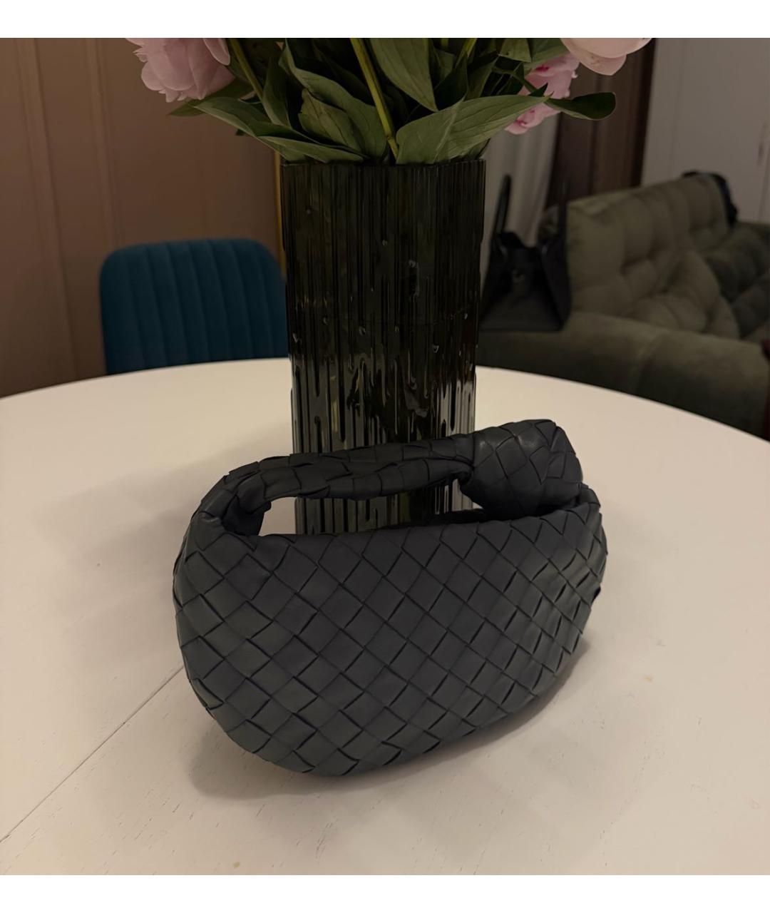 BOTTEGA VENETA Серая кожаная сумка с короткими ручками, фото 2