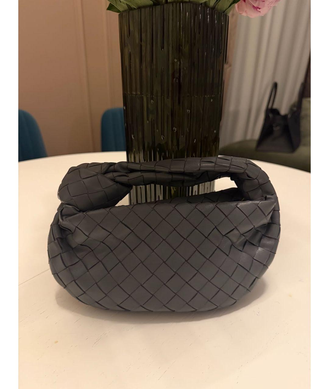 BOTTEGA VENETA Серая кожаная сумка с короткими ручками, фото 3