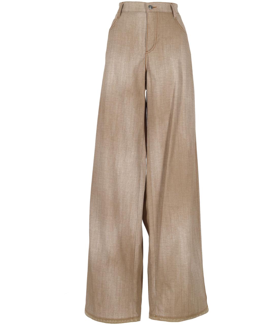 ERMANNO SCERVINO Бежевые вискозные прямые брюки, фото 1