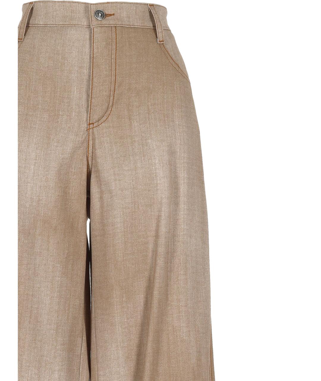 ERMANNO SCERVINO Бежевые вискозные прямые брюки, фото 2