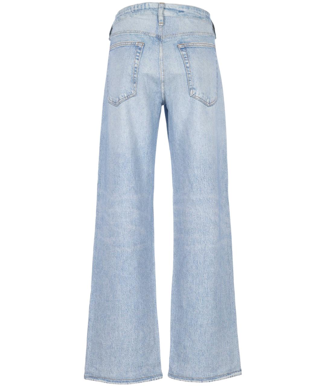 RAG & BONE Голубые хлопковые прямые джинсы, фото 3