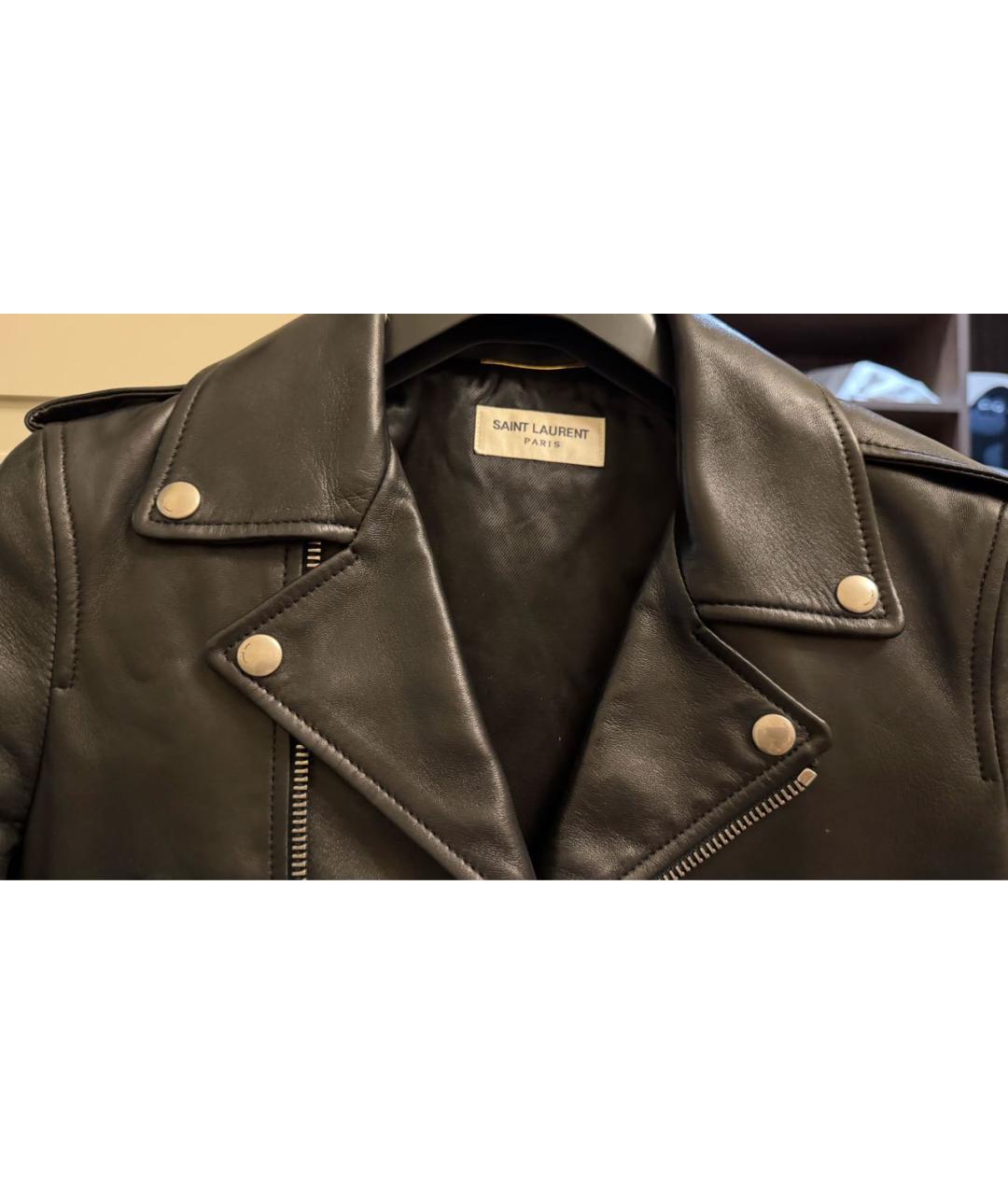 SAINT LAURENT Черная кожаная куртка, фото 3