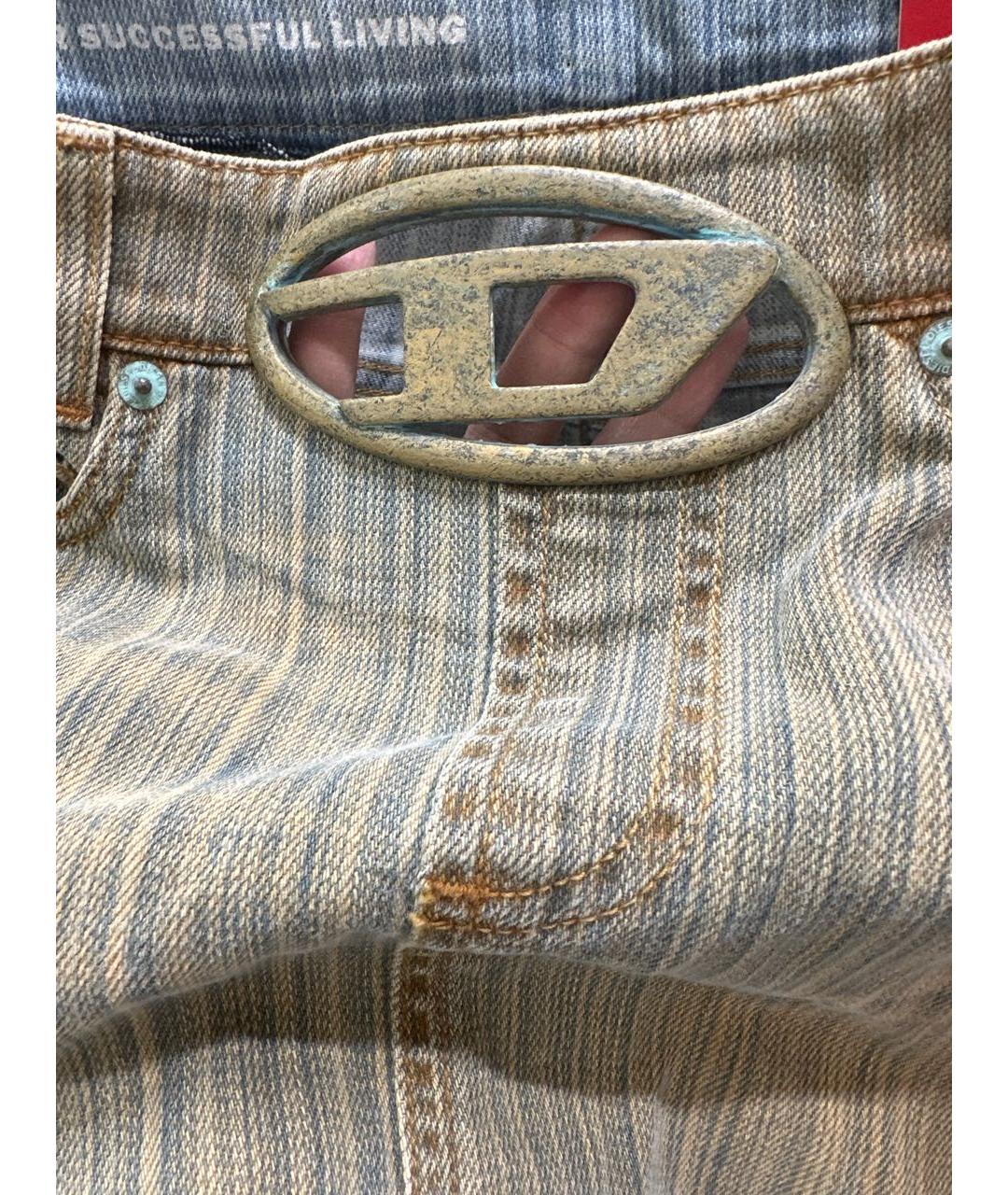 DIESEL Горчичная хлопковая юбка мини, фото 6