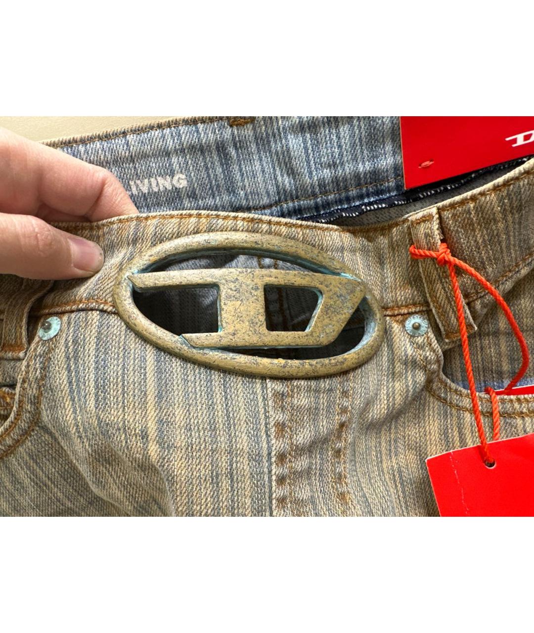 DIESEL Горчичная хлопковая юбка мини, фото 3