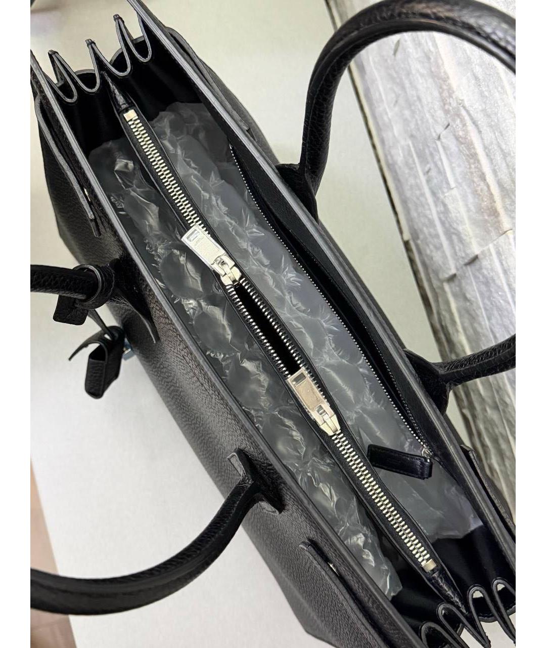 SAINT LAURENT Черная кожаная сумка тоут, фото 7