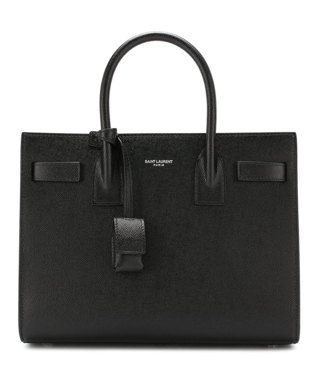 SAINT LAURENT Черная кожаная сумка тоут, фото 1