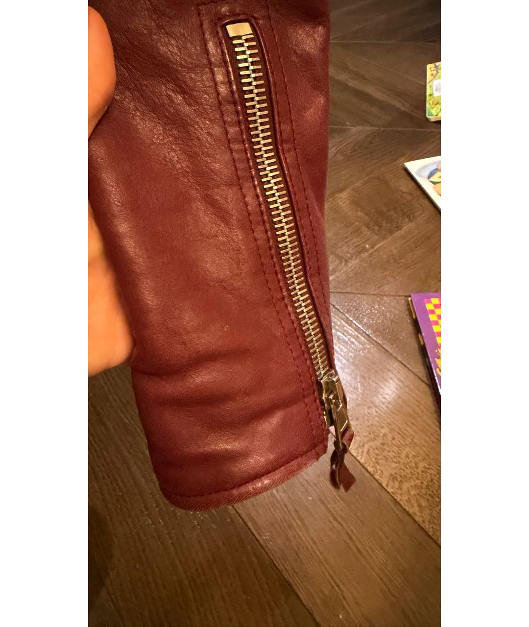 BALENCIAGA Бордовая кожаная куртка, фото 6
