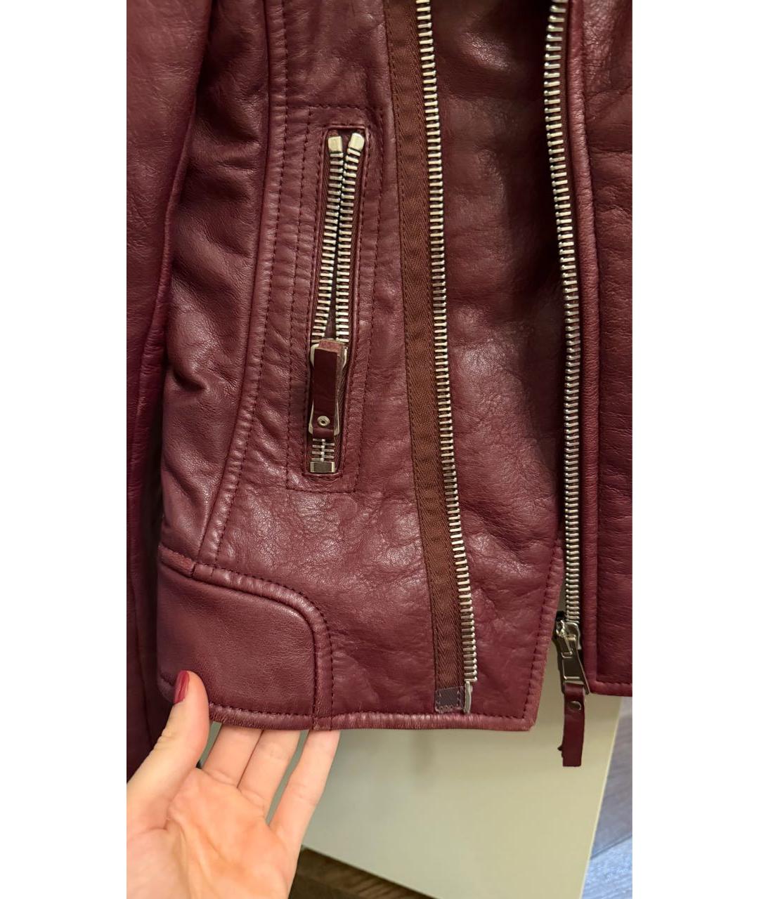 BALENCIAGA Бордовая кожаная куртка, фото 4