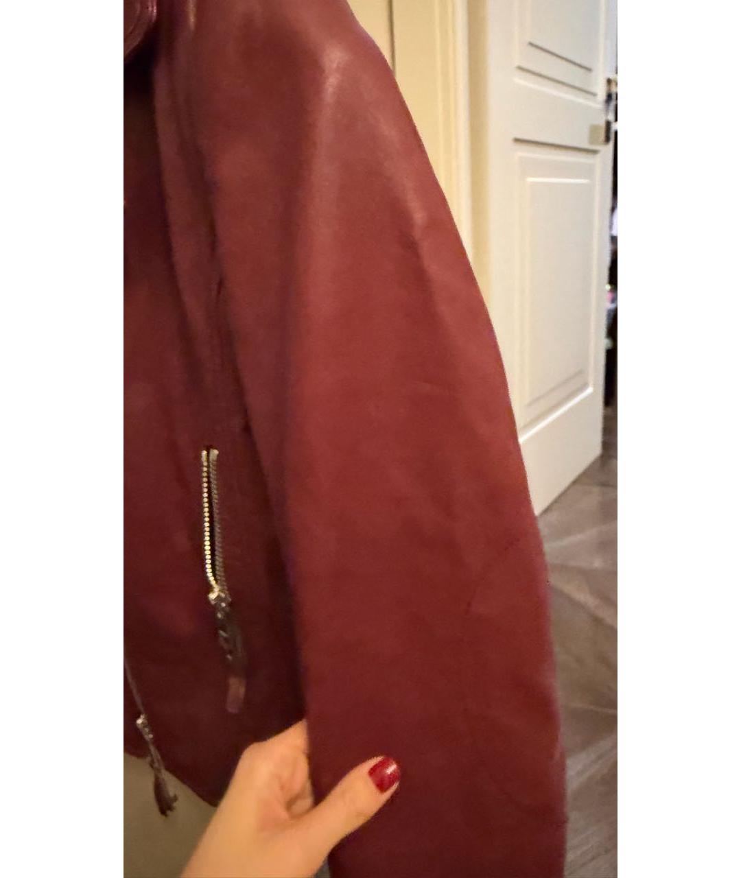 BALENCIAGA Бордовая кожаная куртка, фото 7