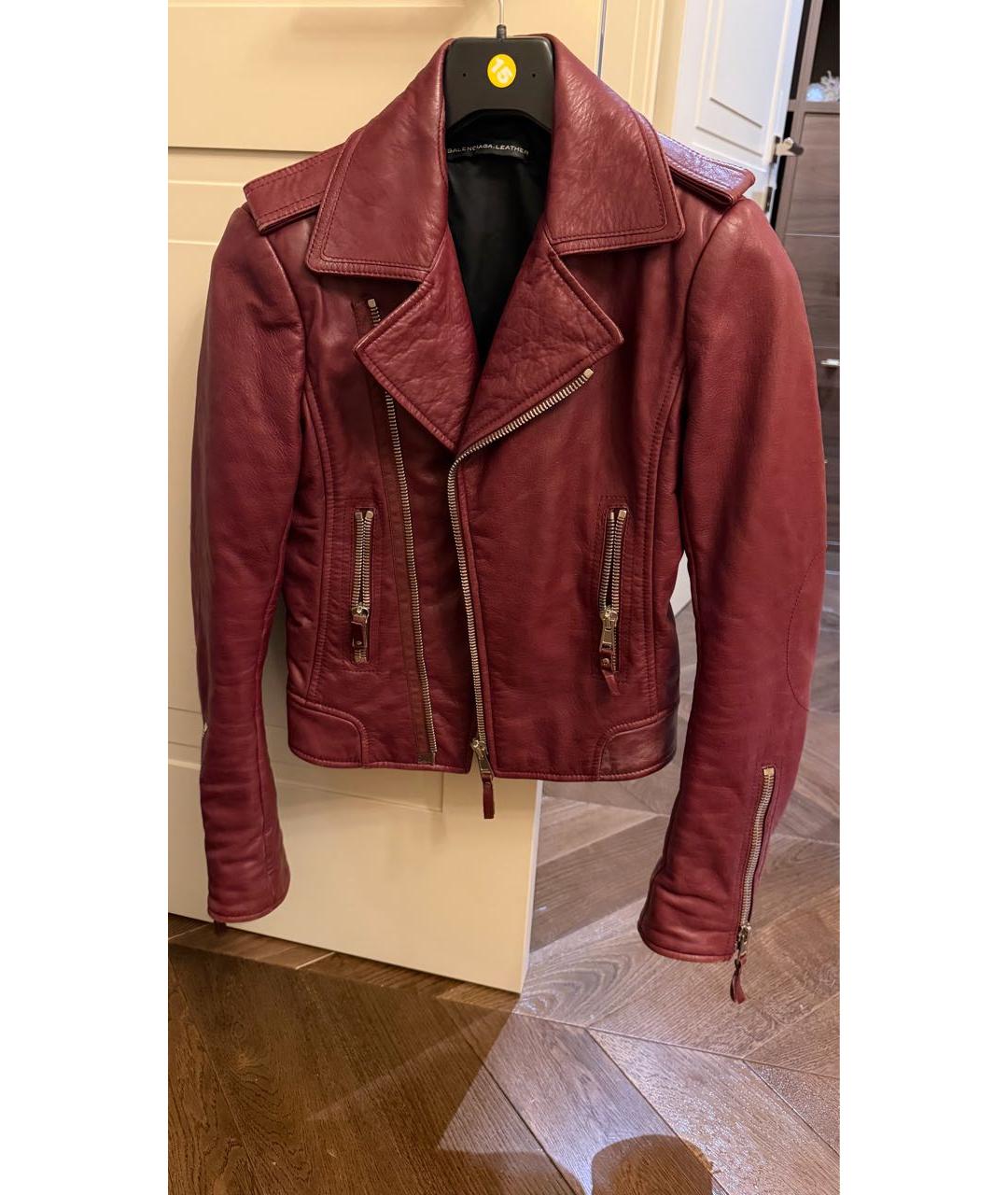 BALENCIAGA Бордовая кожаная куртка, фото 9