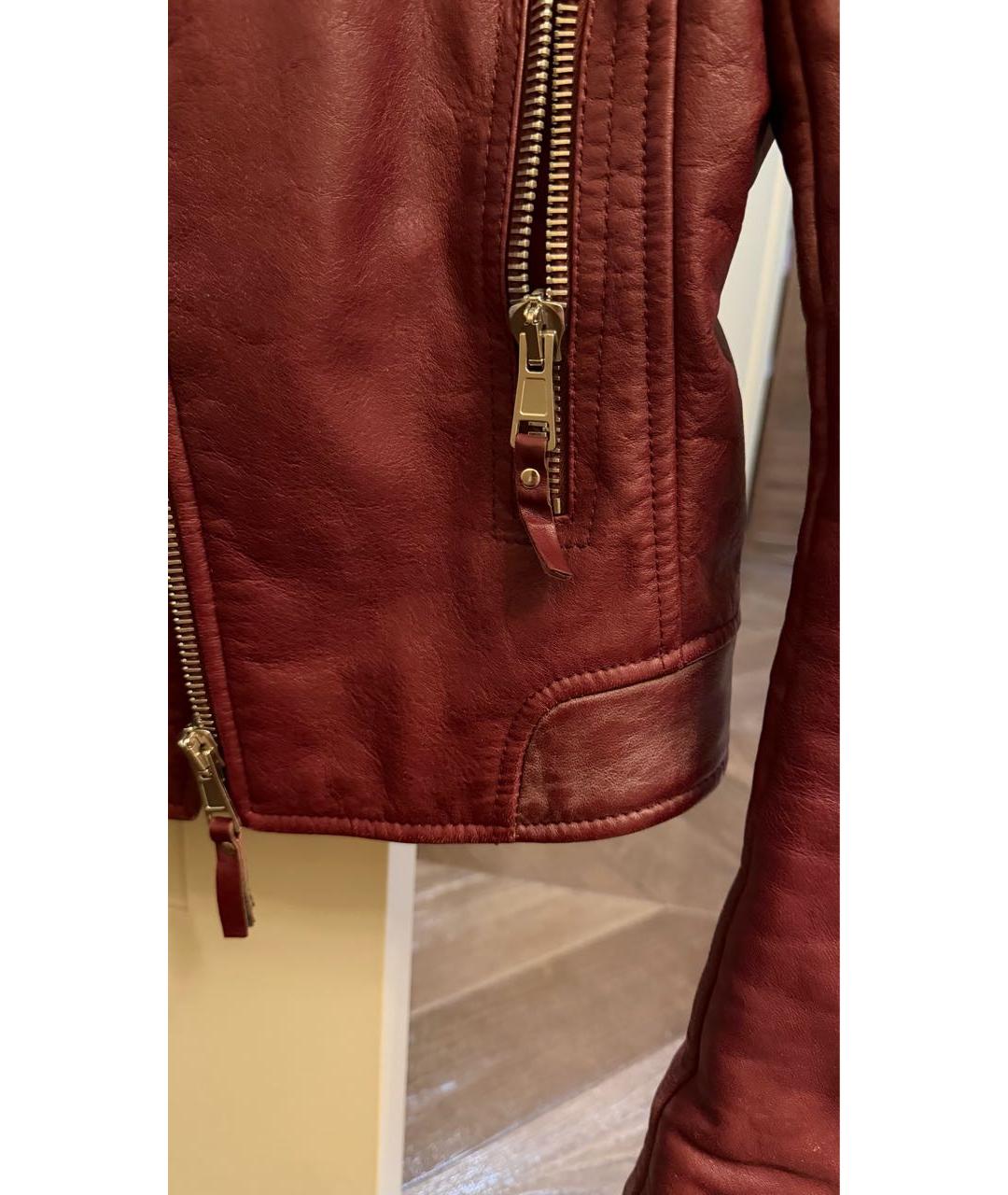 BALENCIAGA Бордовая кожаная куртка, фото 8