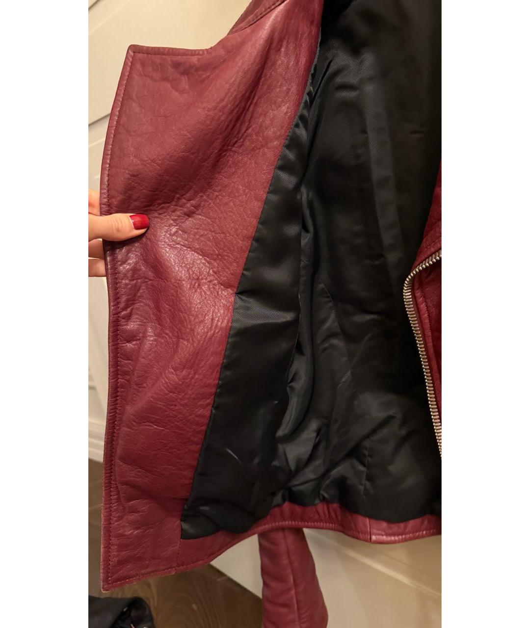 BALENCIAGA Бордовая кожаная куртка, фото 5