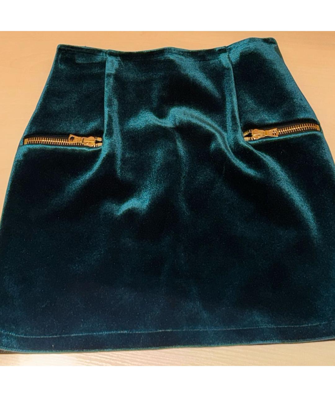 SANDRO Зеленая бархатная юбка мини, фото 4