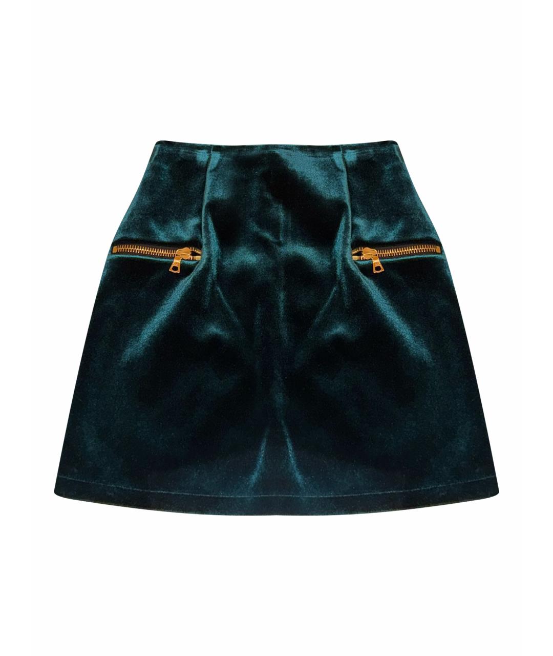 SANDRO Зеленая бархатная юбка мини, фото 1
