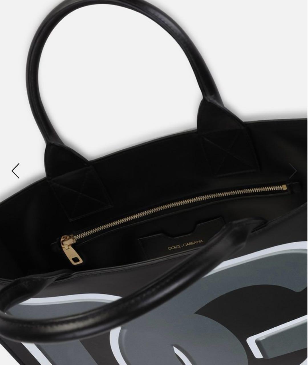 DOLCE&GABBANA Черная кожаная сумка тоут, фото 2