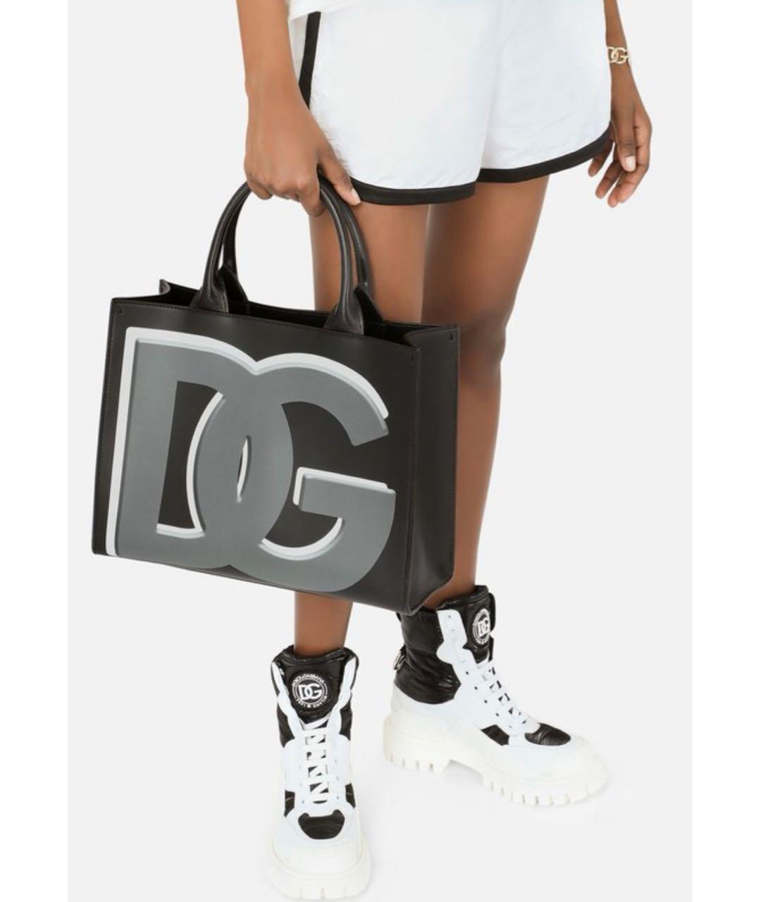 DOLCE&GABBANA Черная кожаная сумка тоут, фото 4