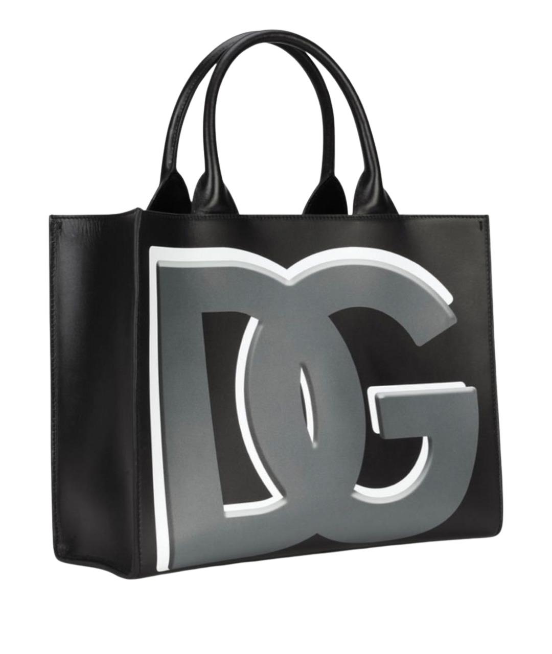 DOLCE&GABBANA Черная кожаная сумка тоут, фото 1