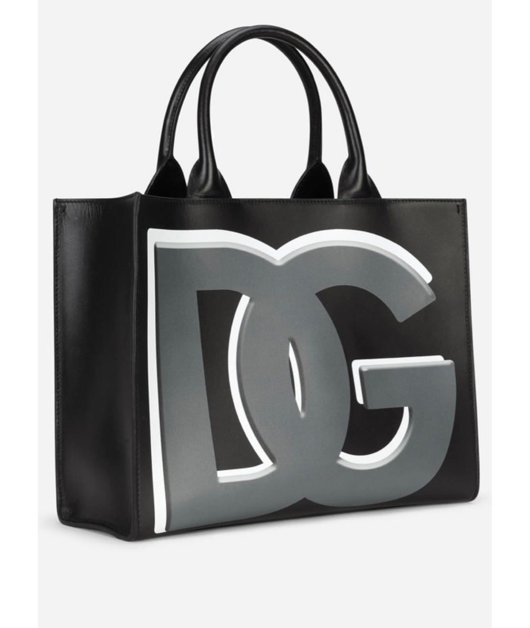 DOLCE&GABBANA Черная кожаная сумка тоут, фото 5