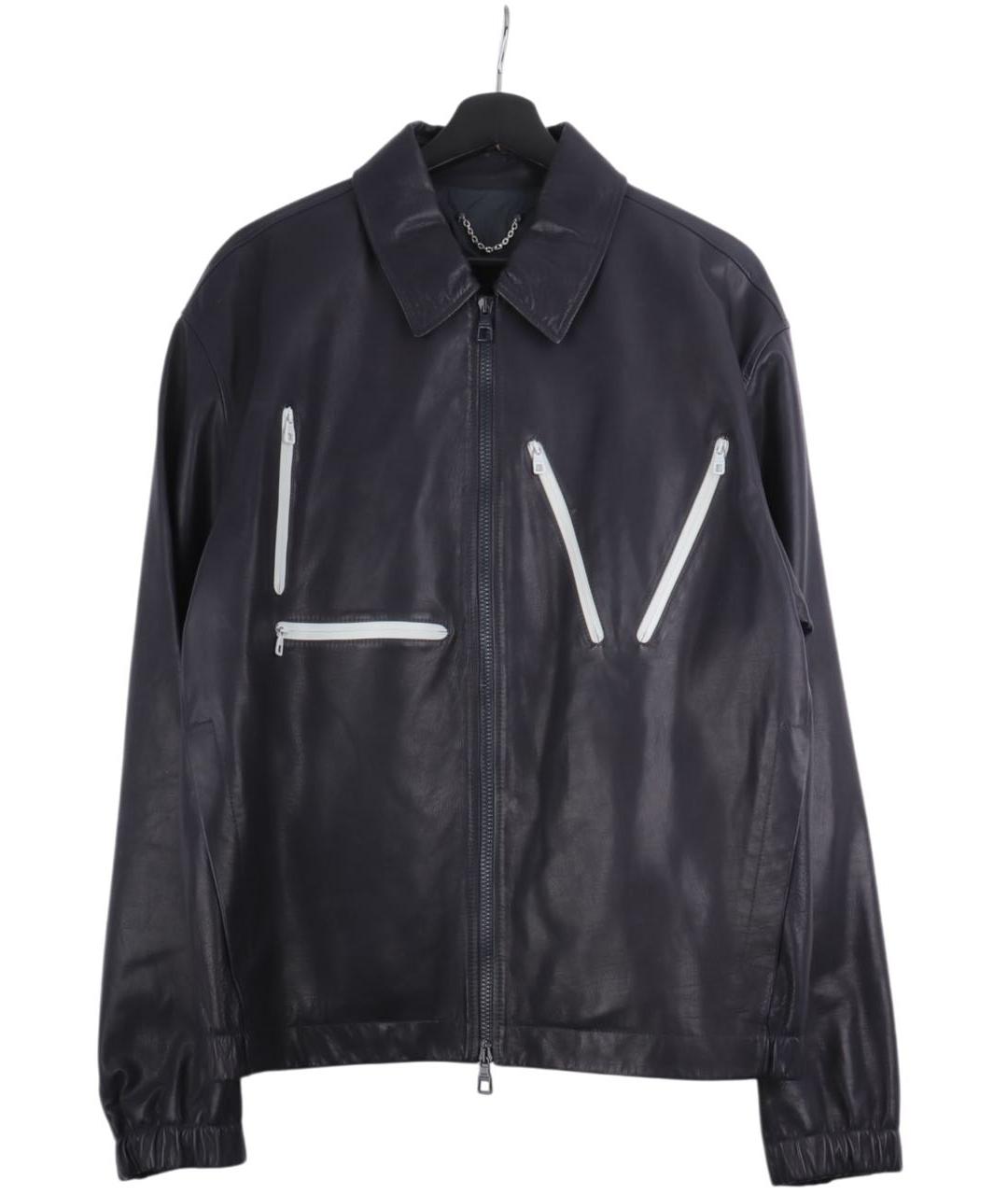LOUIS VUITTON Темно-синяя кожаная куртка, фото 9