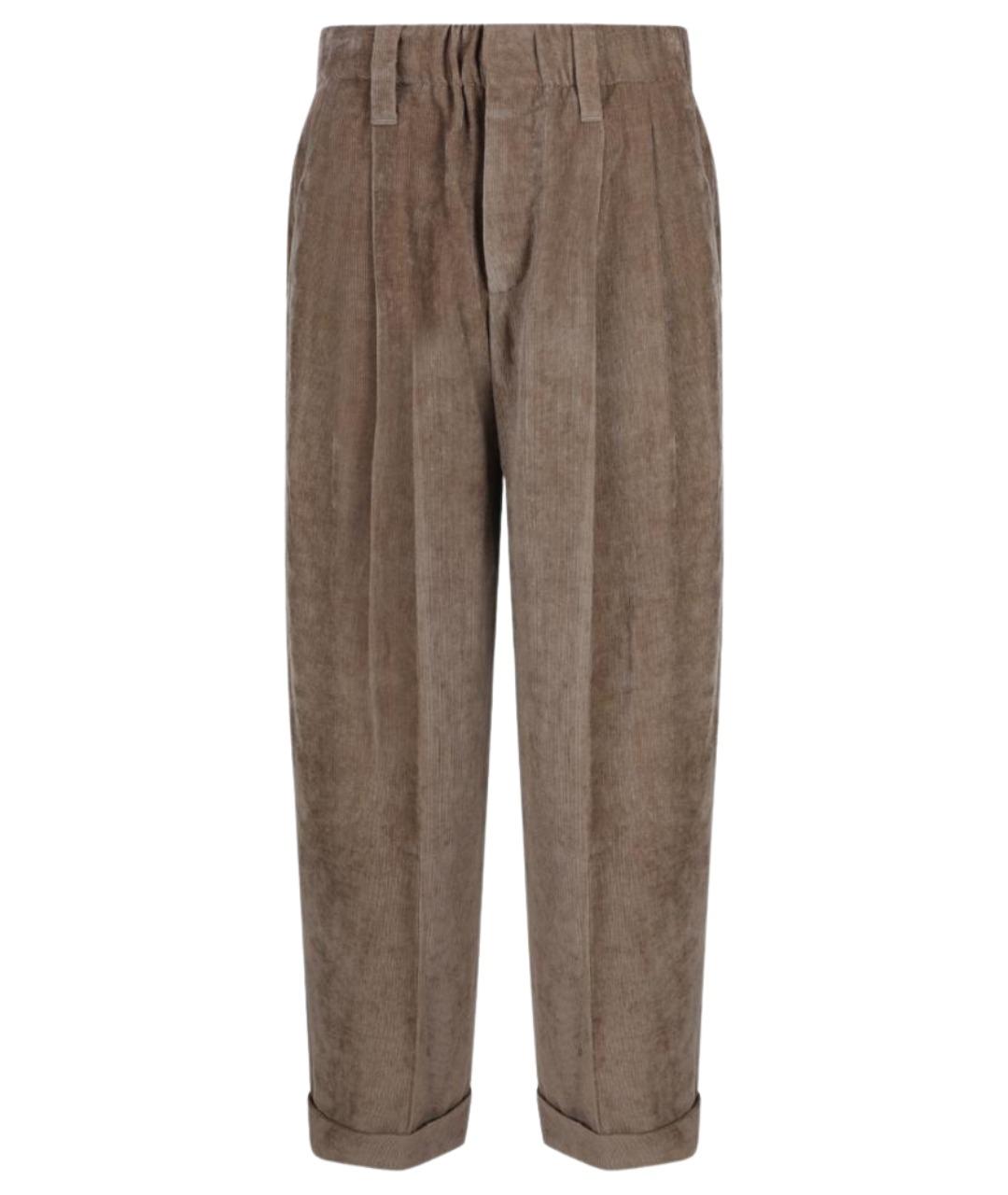 BRUNELLO CUCINELLI Коричневые вискозные прямые брюки, фото 1