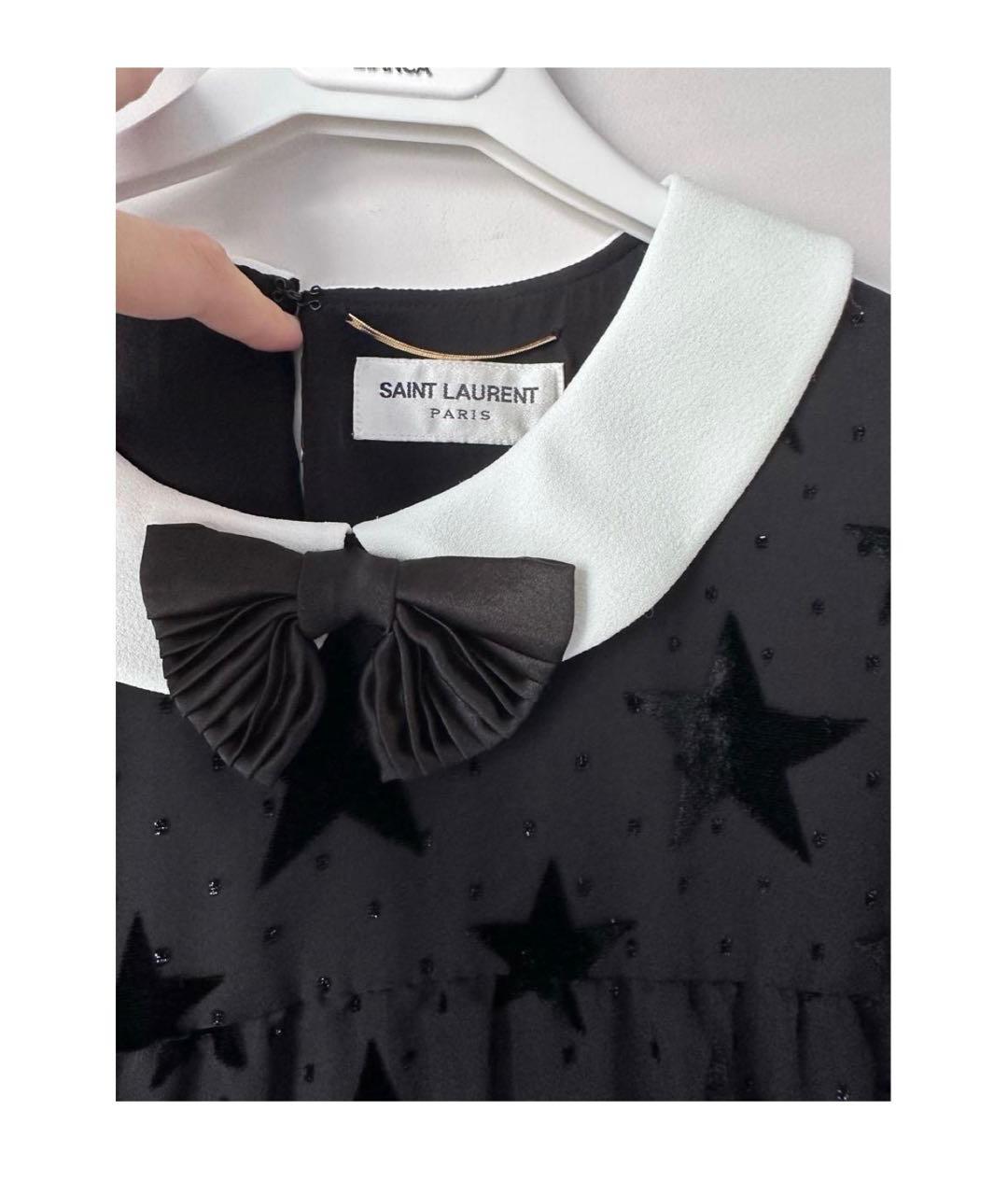 SAINT LAURENT Черное полиэстеровое коктейльное платье, фото 3