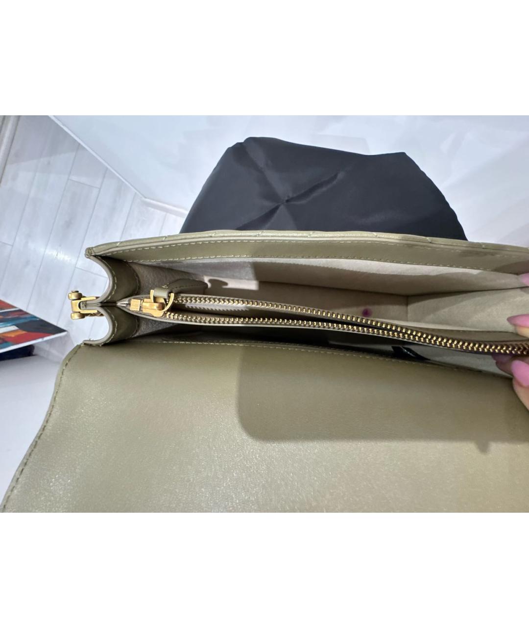 PINKO Хаки кожаная сумка через плечо, фото 4