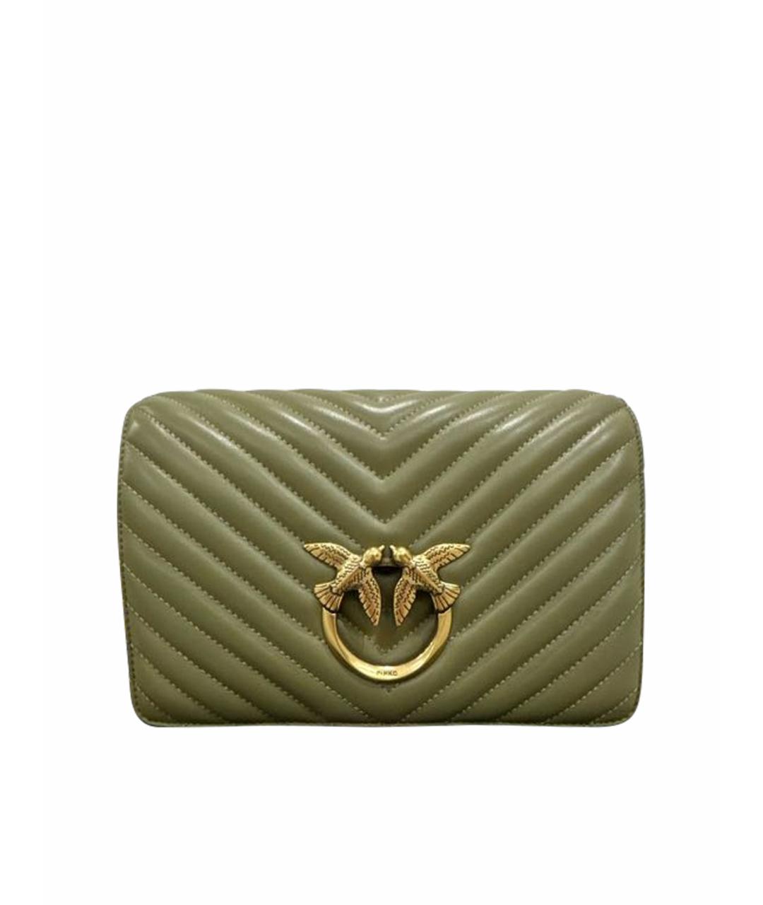 PINKO Хаки кожаная сумка через плечо, фото 1