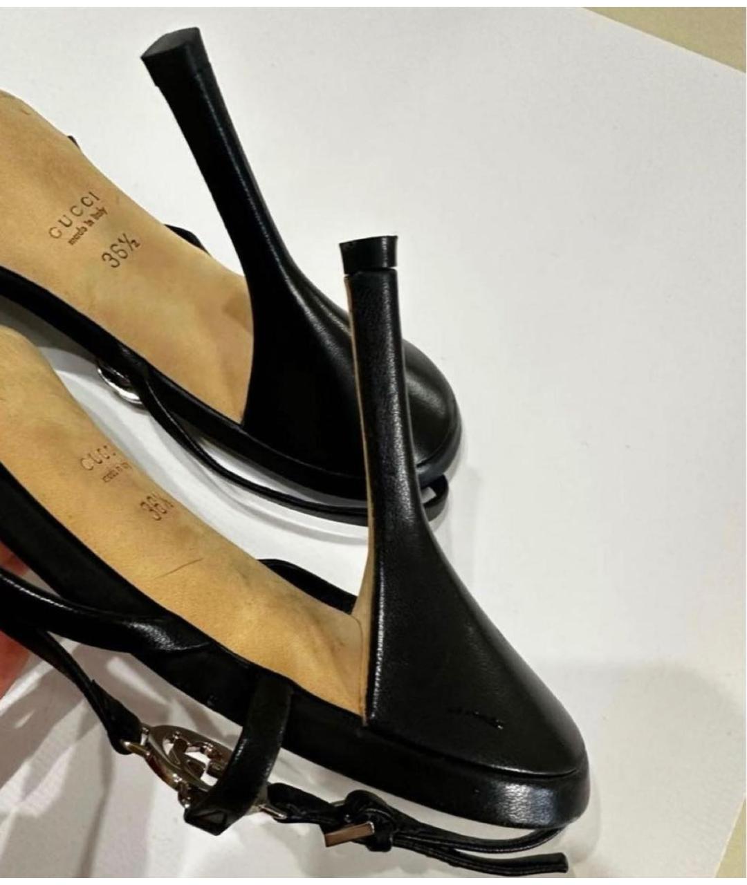 GUCCI Черные кожаные босоножки, фото 4