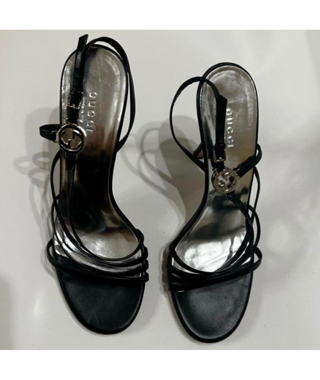 GUCCI Черные кожаные босоножки, фото 2