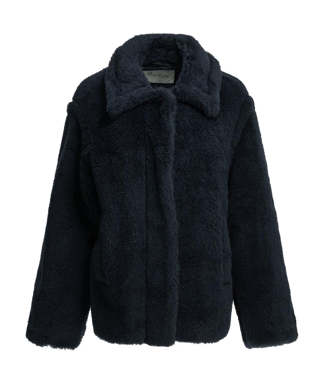 MAX MARA Темно-синяя шерстяная шуба, фото 1