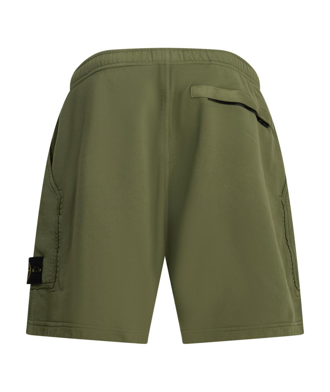 STONE ISLAND Зеленые хлопковые шорты, фото 2