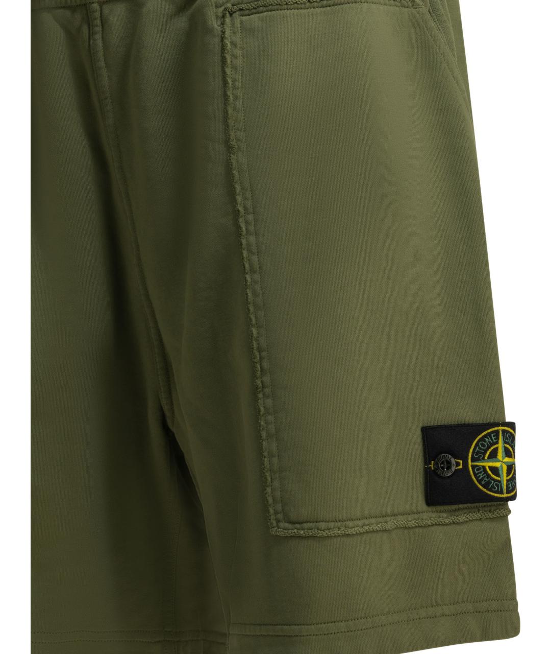 STONE ISLAND Зеленые хлопковые шорты, фото 4
