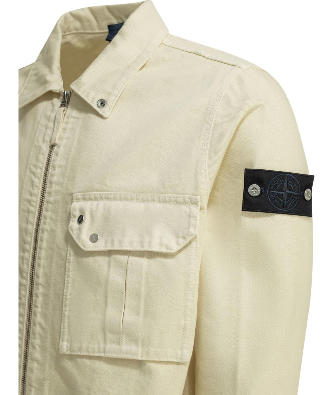 STONE ISLAND Белая хлопковая куртка, фото 3