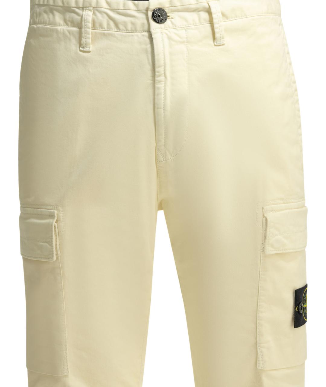 STONE ISLAND Бежевые хлопковые повседневные брюки, фото 3